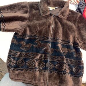 Andrea Faye horse printed  jacket western coastal cowgirl size large